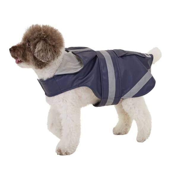EDDIE Bauer Pet Navy Blue Dog Cat Rain Coat NWT - Picture 3 of 5